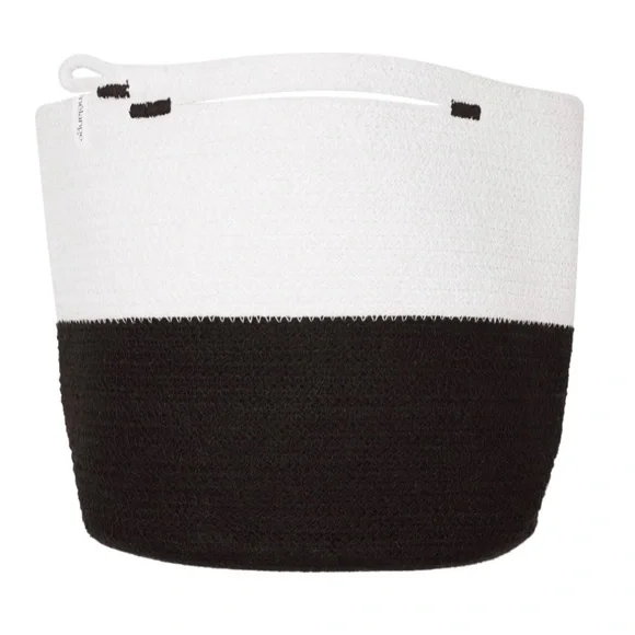 NEW Mia Melange Black White Foldable Cotton Yarn Rope Basket Organizer 9" x 9" - Picture 3 of 11